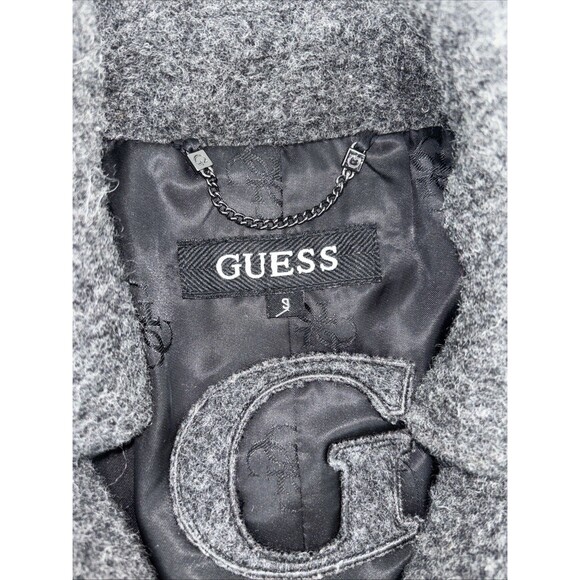 Guess Women’s Size Small Double Breasted Gray Wool Blend Short Style Lined Coat - Picture 3 of 10